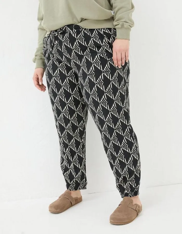Women FatFace Pants and Leggings Lyme Mono Geo Pants Black