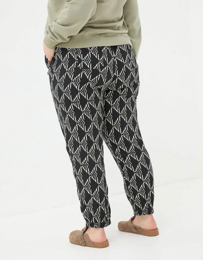Women FatFace Pants and Leggings Lyme Mono Geo Pants Black