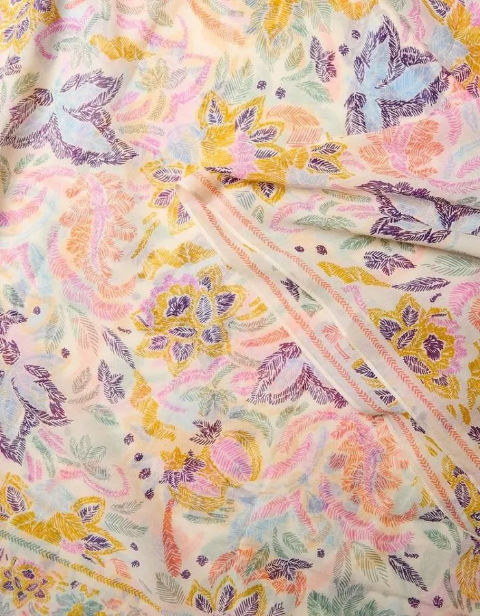 Women FatFace Scarves Art Floral Scarf Ivory
