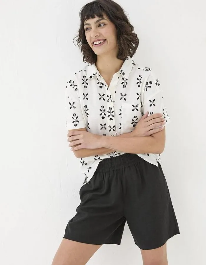 Women FatFace Shirts and Blouses Louisa Embroidered Shirt Ivory