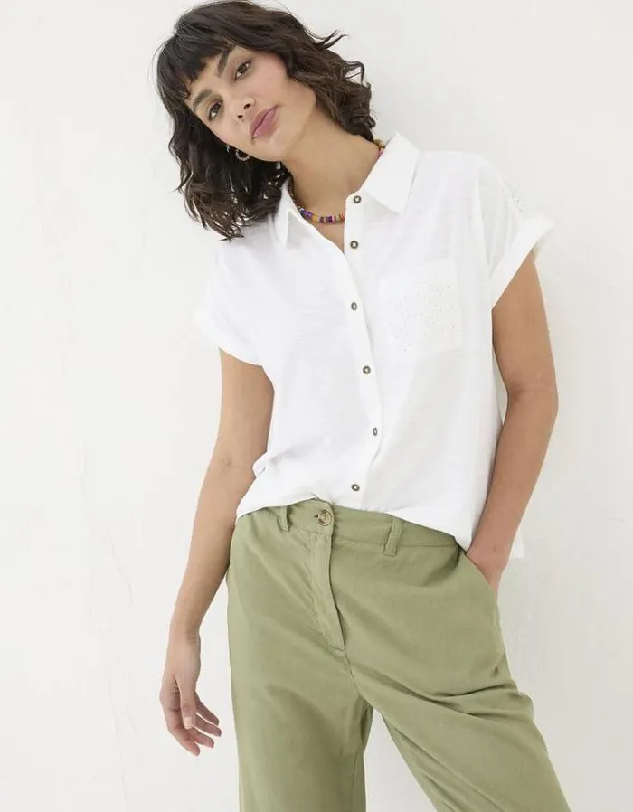 Women FatFace Shirts and Blouses Pippa Short Sleeve Top White