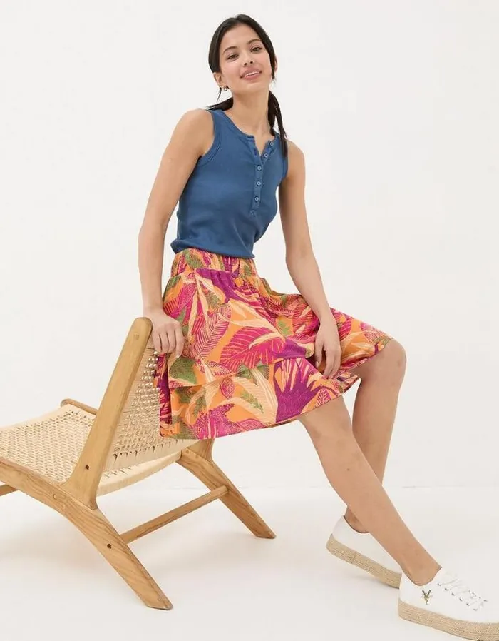 Women FatFace Skirts Ali Tropical Floral Skirt Light Orange