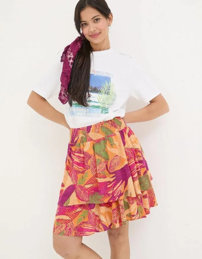 Women FatFace Skirts Ali Tropical Floral Skirt Light Orange