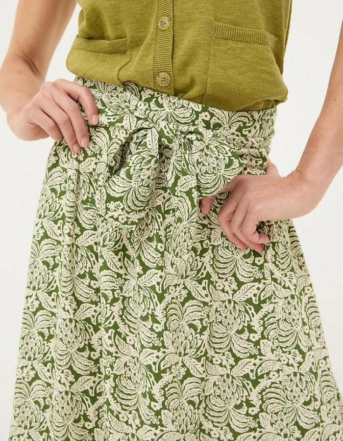 Women FatFace Skirts Sascha Damask Floral Midi Skirt Dark Green