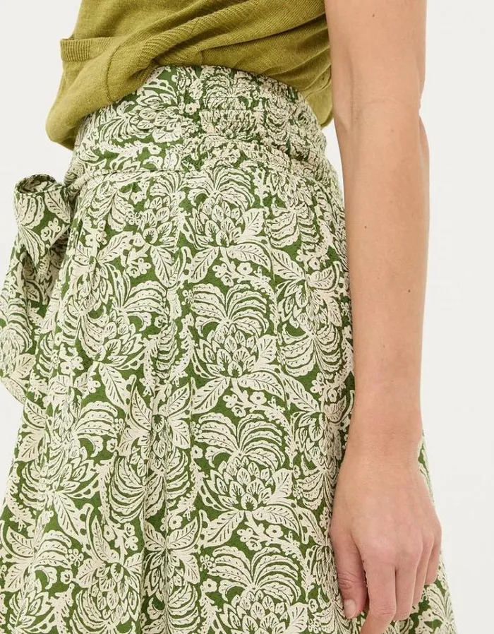 Women FatFace Skirts Sascha Damask Floral Midi Skirt Dark Green