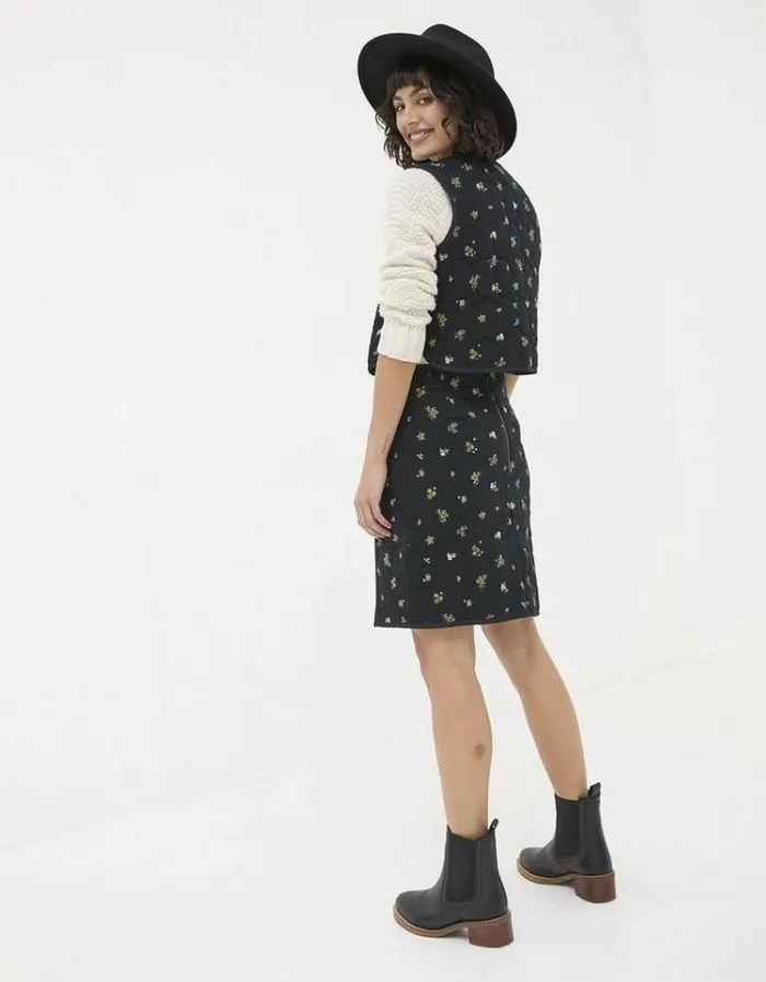 Women FatFace Skirts Shelby Ditsy Paisley Skirt Black