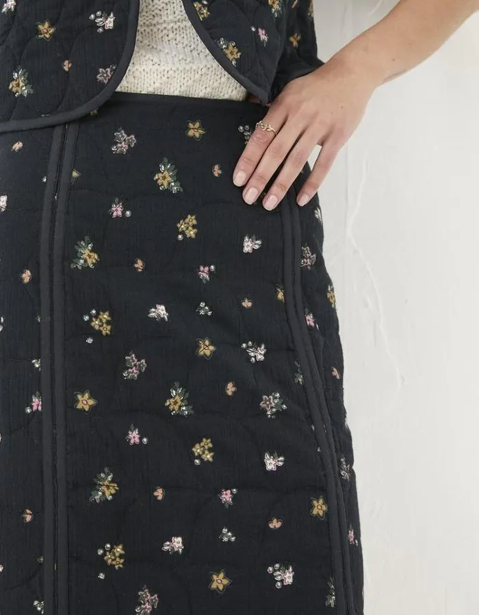 Women FatFace Skirts Shelby Ditsy Paisley Skirt Black