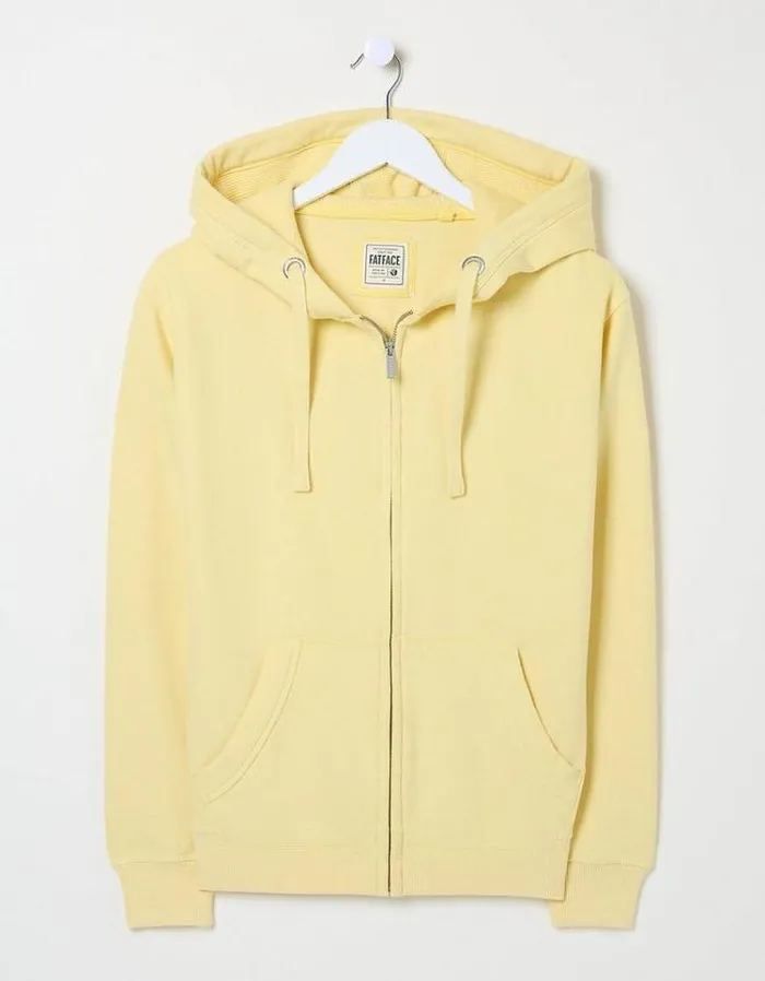 Women FatFace Sweatshirts and Hoodies Amy Zip Through Hoodie Light Yellow