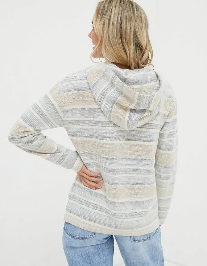 Women FatFace Sweatshirts and Hoodies Daisy Textured Overhead Hoodie Multi