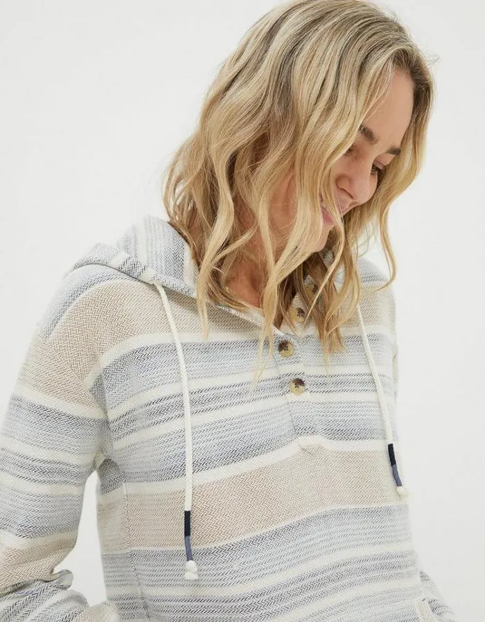 Women FatFace Sweatshirts and Hoodies Daisy Textured Overhead Hoodie Multi