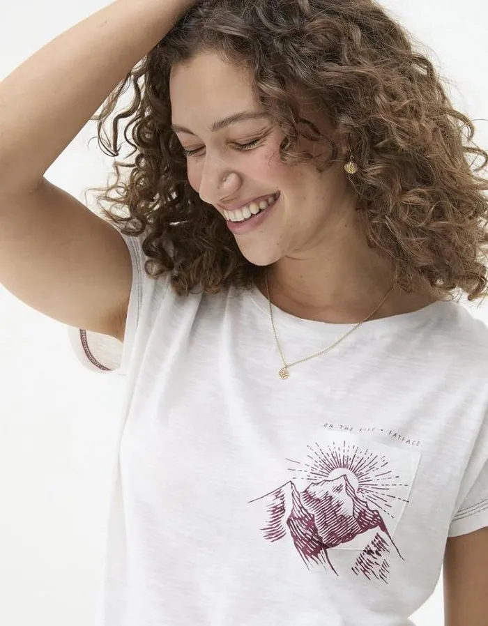 Women FatFace Tops and TShirts Landscape Pocket Graphic T Shirt Ivory