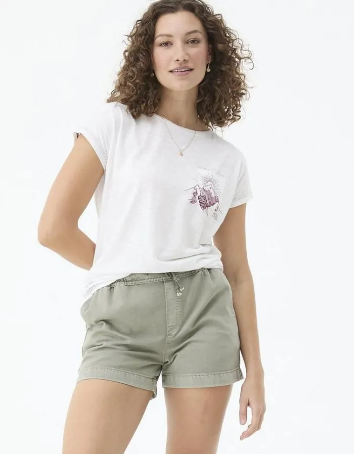 Women FatFace Tops and TShirts Landscape Pocket Graphic T Shirt Ivory