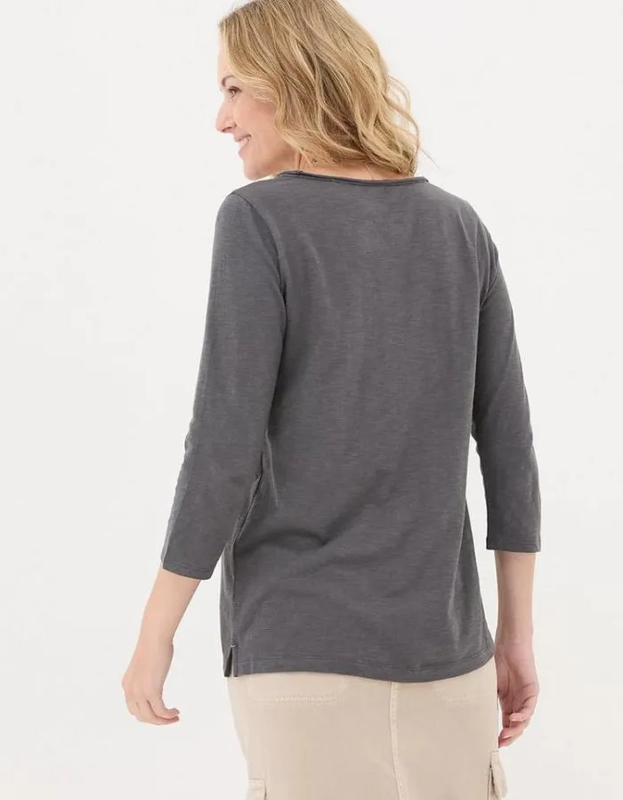 Women FatFace Tops and TShirts Organic Cotton Porter T Shirt Charcoal Grey