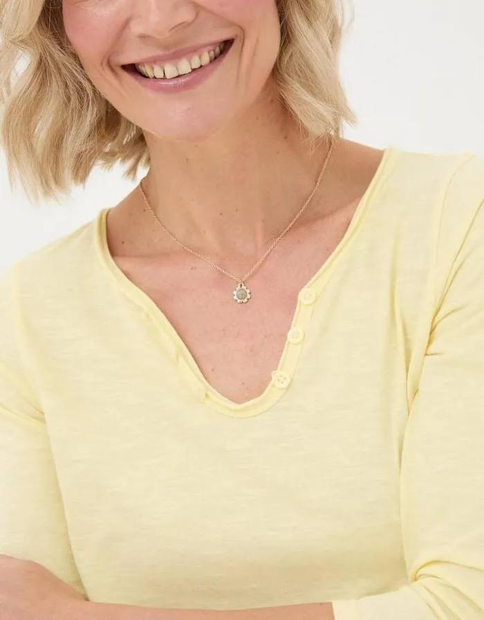 Women FatFace Tops and TShirts Organic Cotton Porter T Shirt Light Yellow