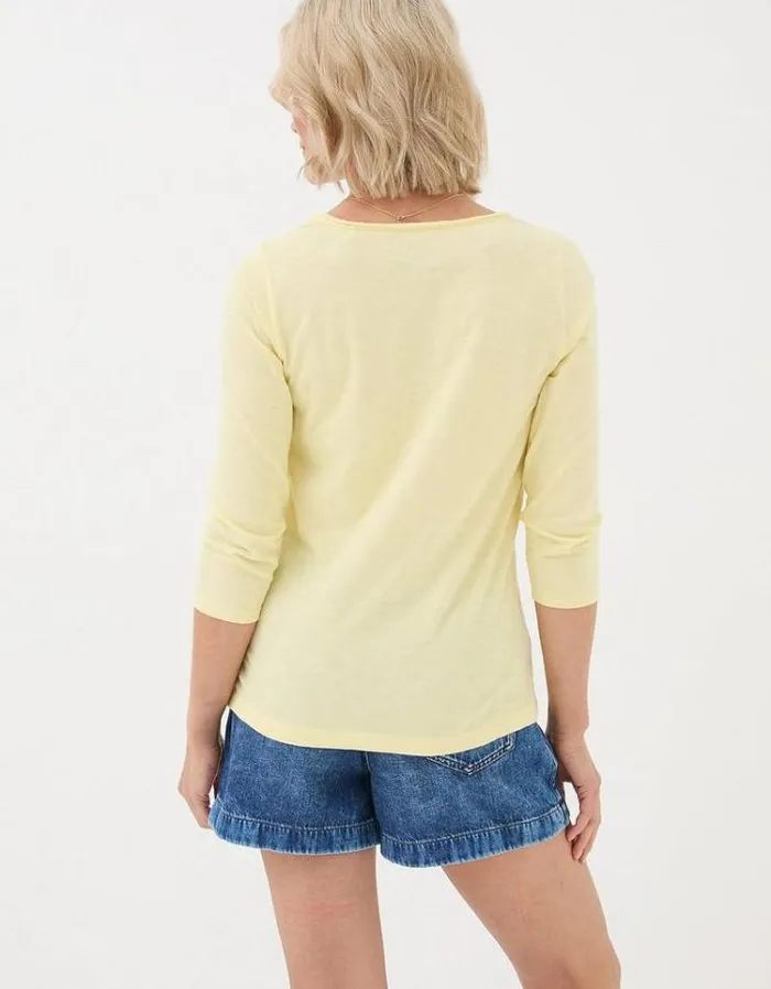 Women FatFace Tops and TShirts Organic Cotton Porter T Shirt Light Yellow