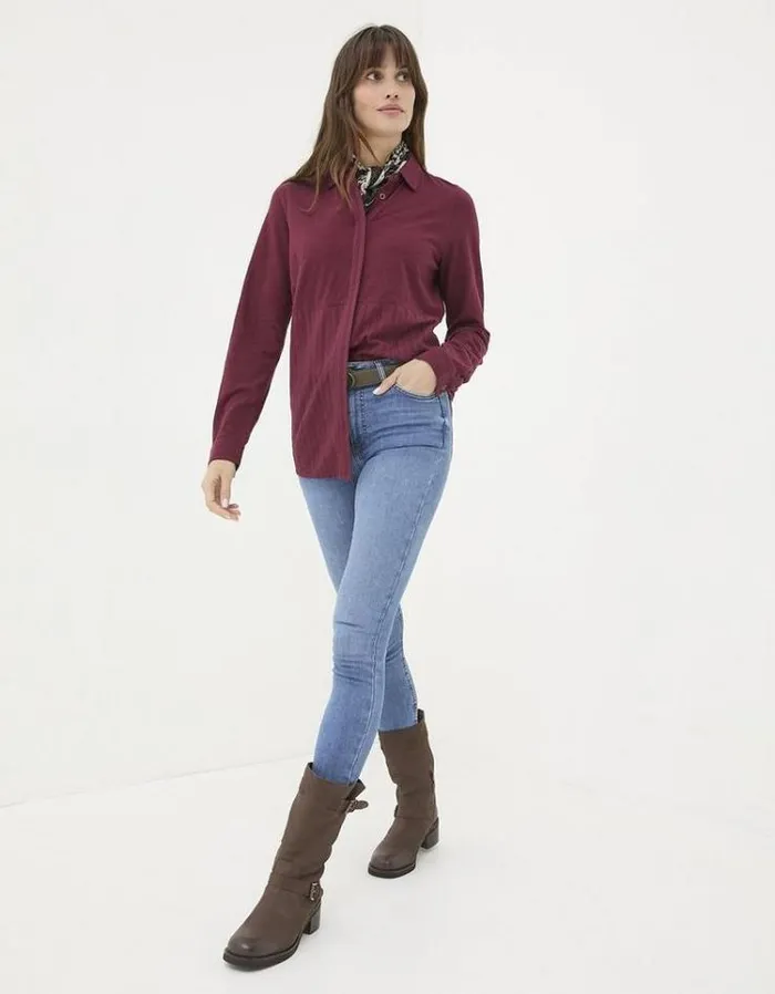 Women FatFace Tops and TShirts Sammy Shirt Tunic Dark Red