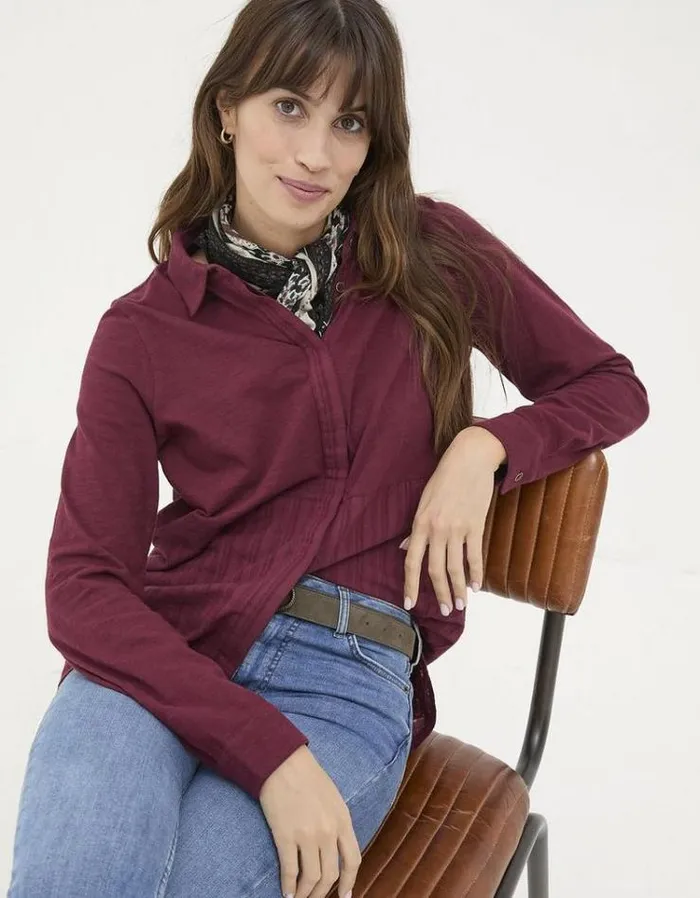 Women FatFace Tops and TShirts Sammy Shirt Tunic Dark Red