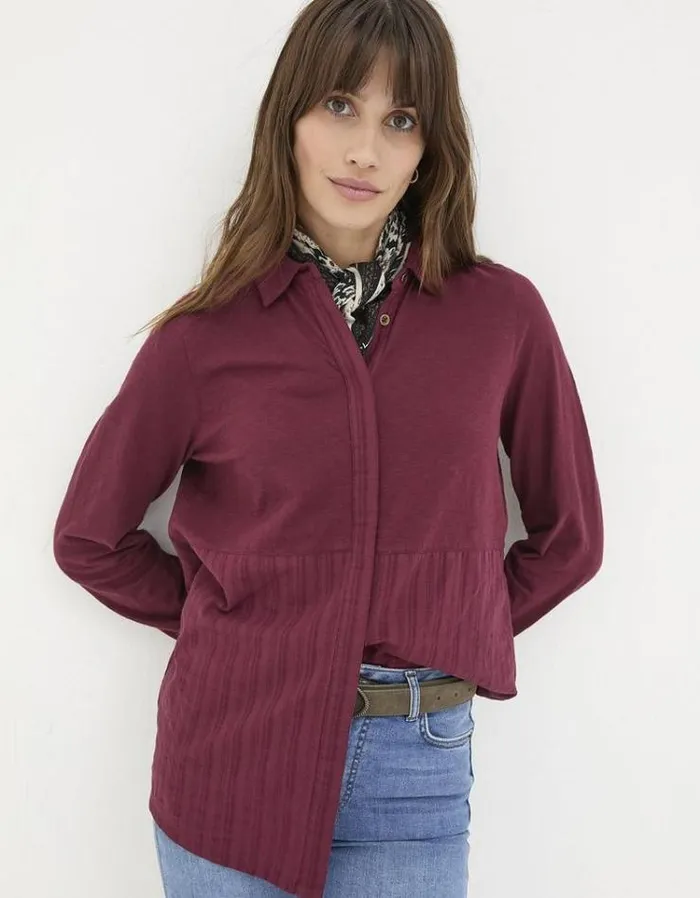 Women FatFace Tops and TShirts Sammy Shirt Tunic Dark Red