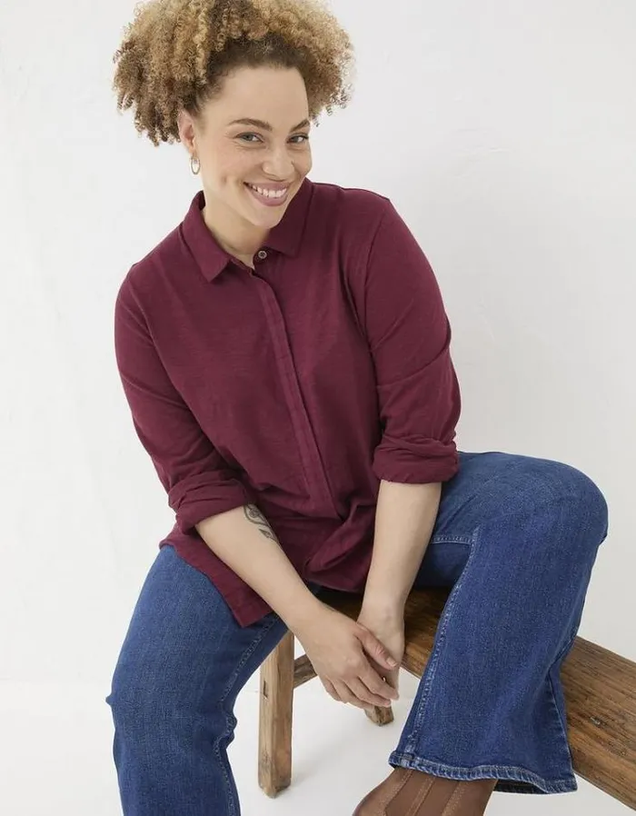Women FatFace Tops and TShirts Sammy Shirt Tunic Dark Red