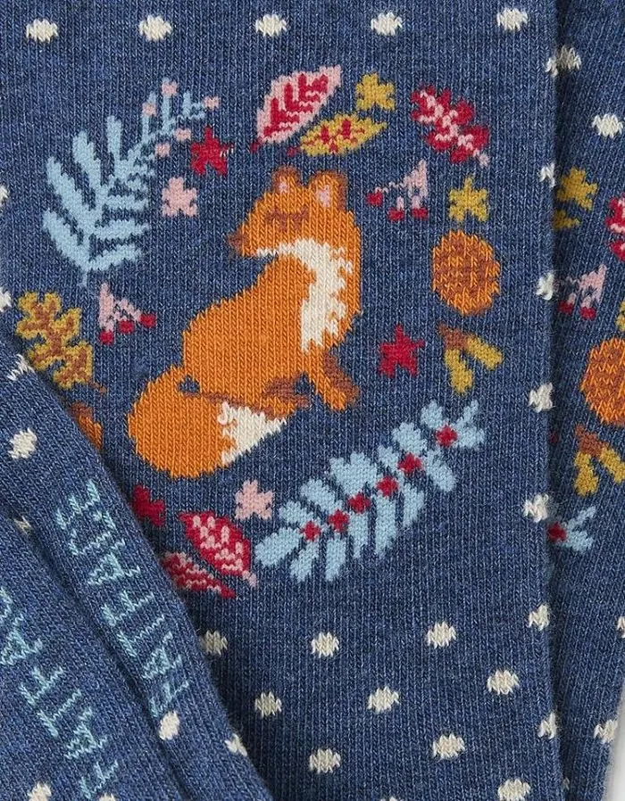 Women FatFace Underwear Socks and Tights 1 Pack Fox Wreath Socks Navy Marl