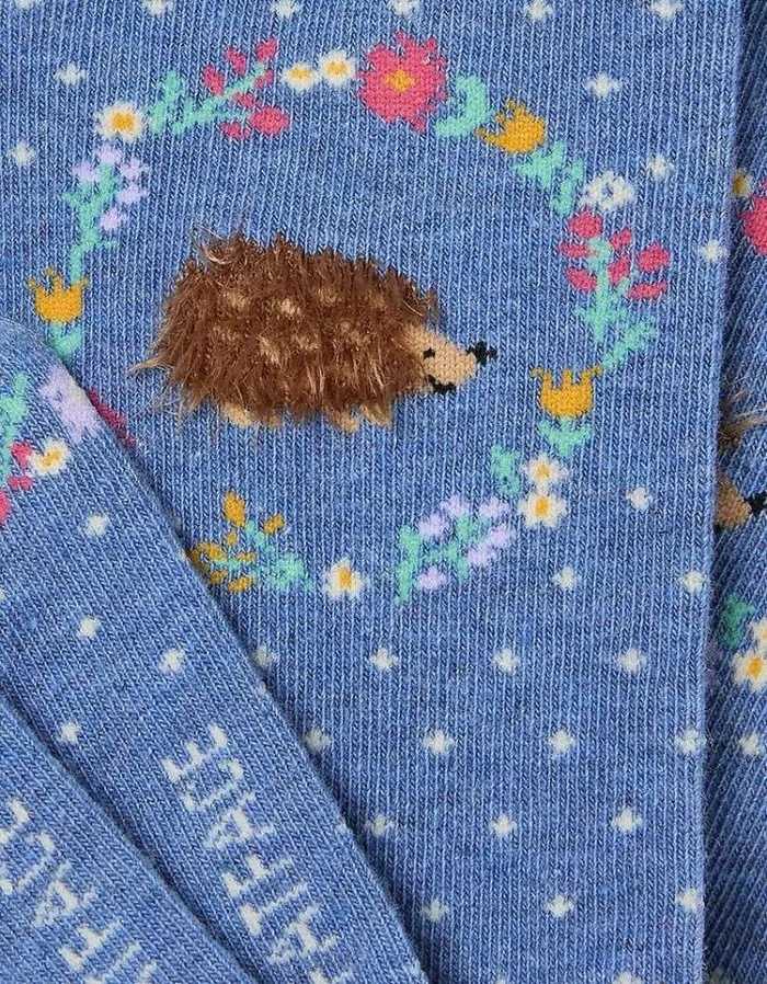 Women FatFace Underwear Socks and Tights 1 Pack Hedgehog Wreath Socks Blue Marl