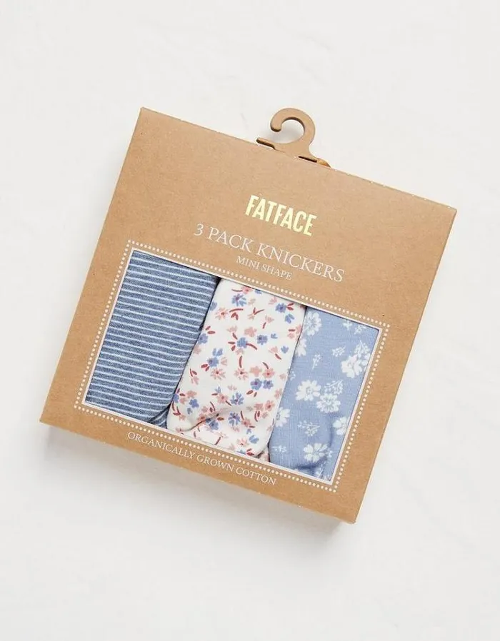 Women FatFace Underwear Socks and Tights 3 Pack Floral Mini Knickers Multi
