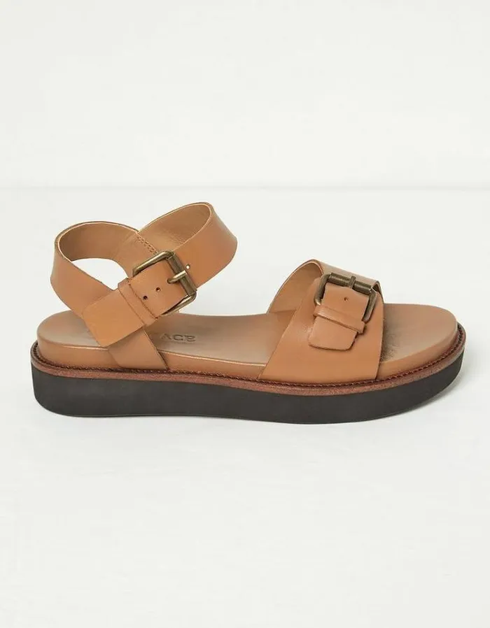 Women FatFace Vacation Shop Ambie Flatform Buckle Sandals Tan
