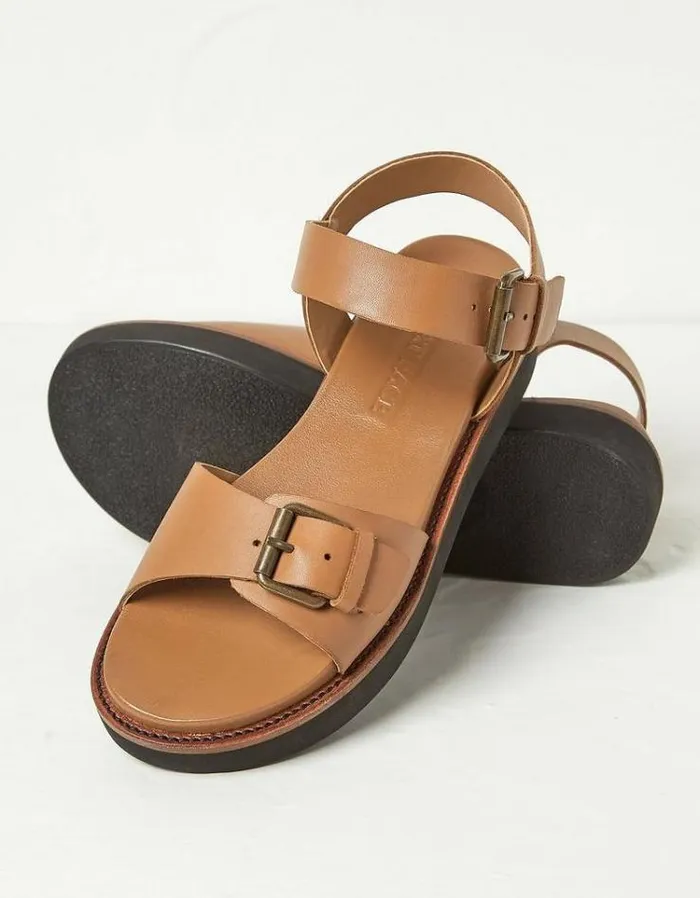 Women FatFace Vacation Shop Ambie Flatform Buckle Sandals Tan