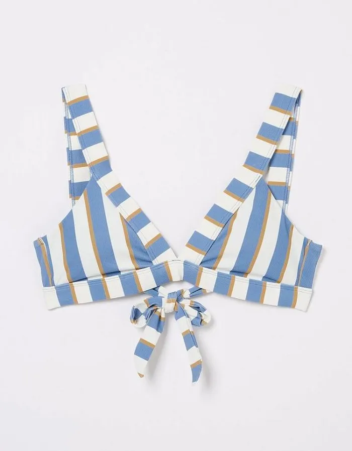 Women FatFace Vacation Shop Hali Stripe Bikini Top Blue