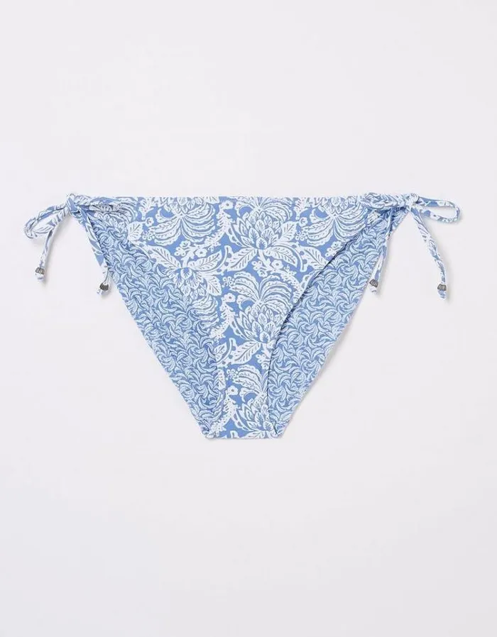 Women FatFace Vacation Shop Rue Damask Floral Bikini Bottoms Blue