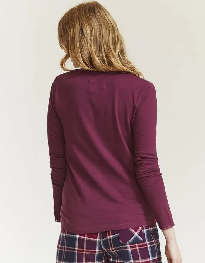 Women FatFace Women039s Sale Lily Lace Henley Top Raspberry