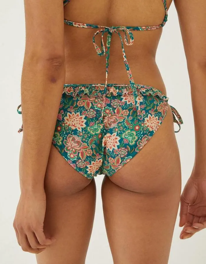 Women FatFace Women039s Sale Paradise Frill Bikini Bottoms Teal Green