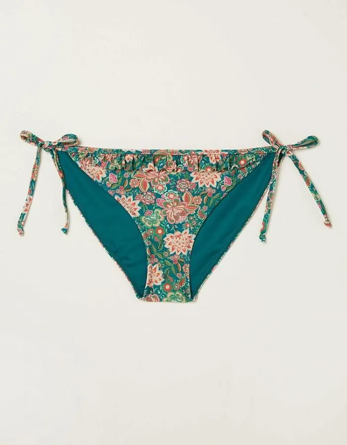 Women FatFace Women039s Sale Paradise Frill Bikini Bottoms Teal Green