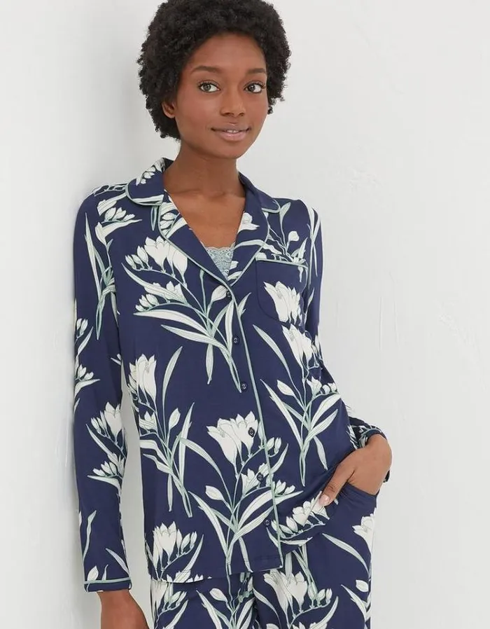 Women FatFace Women039s Sale Spring Blooms Jersey Nightshirt Navy