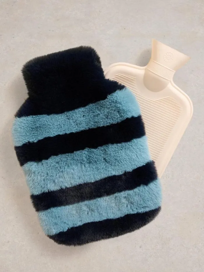 Women Faux Fur Hot Water Bottle Dark Navy White Stuff Hot Water Bottles