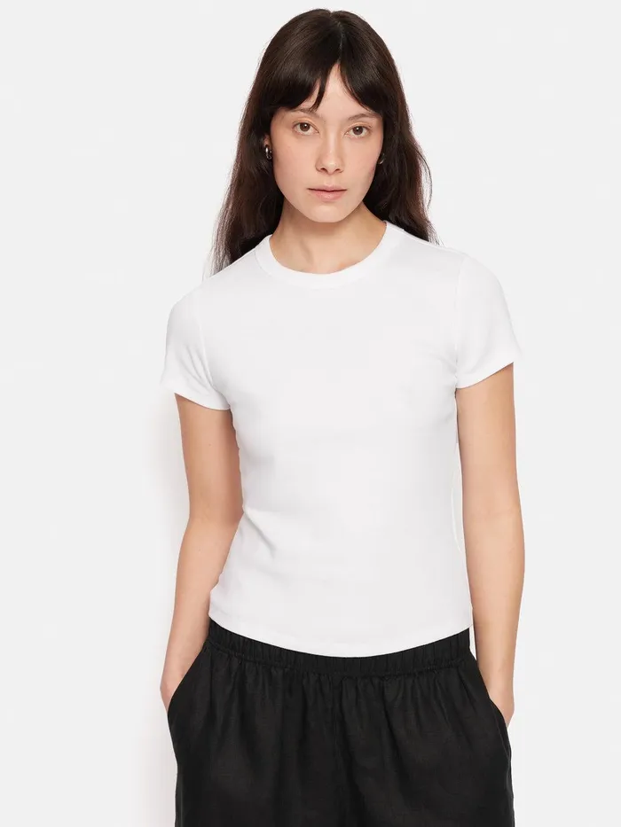 Women Fine Cotton Tee White Jigsaw Shirts and Tops