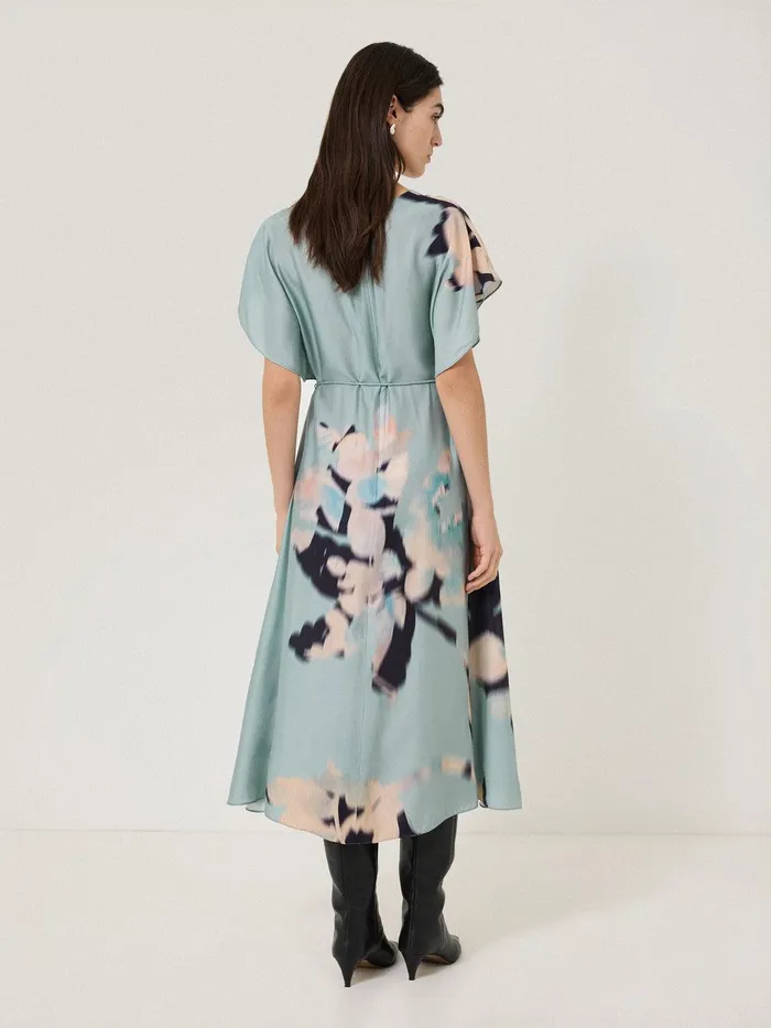 Women Floral Drift Silk Blend Dress Blue Jigsaw Dresses and Jumpsuits