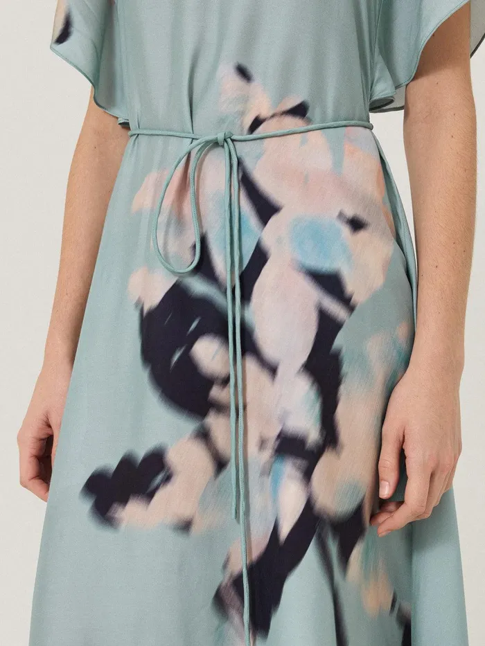 Women Floral Drift Silk Blend Dress Blue Jigsaw Dresses and Jumpsuits