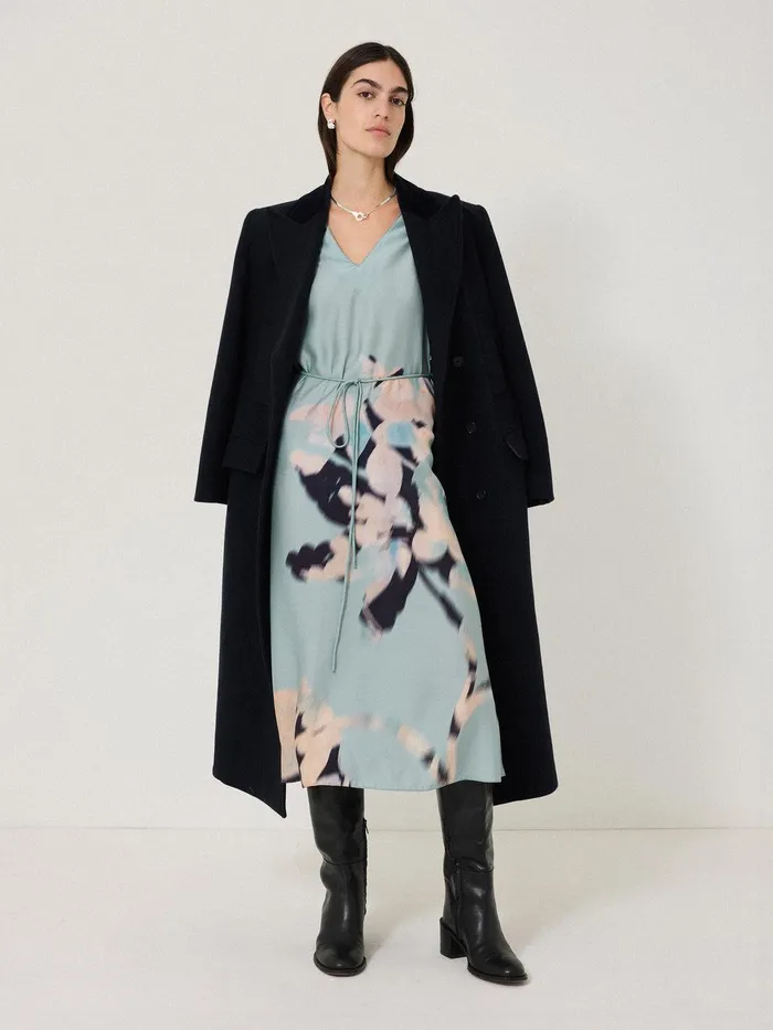 Women Floral Drift Silk Blend Dress Blue Jigsaw Dresses and Jumpsuits