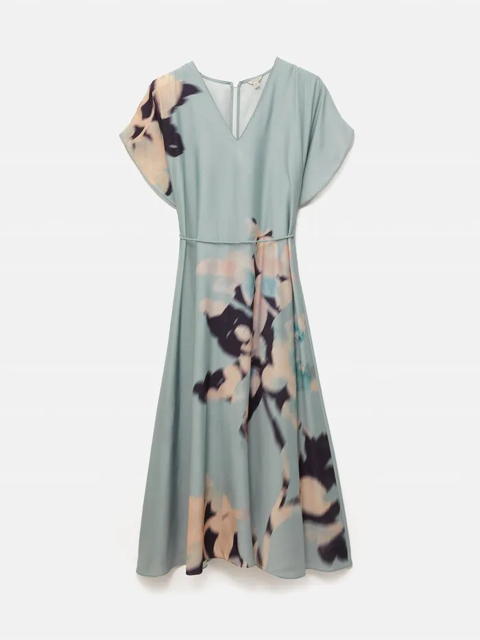 Women Floral Drift Silk Blend Dress Blue Jigsaw Dresses and Jumpsuits