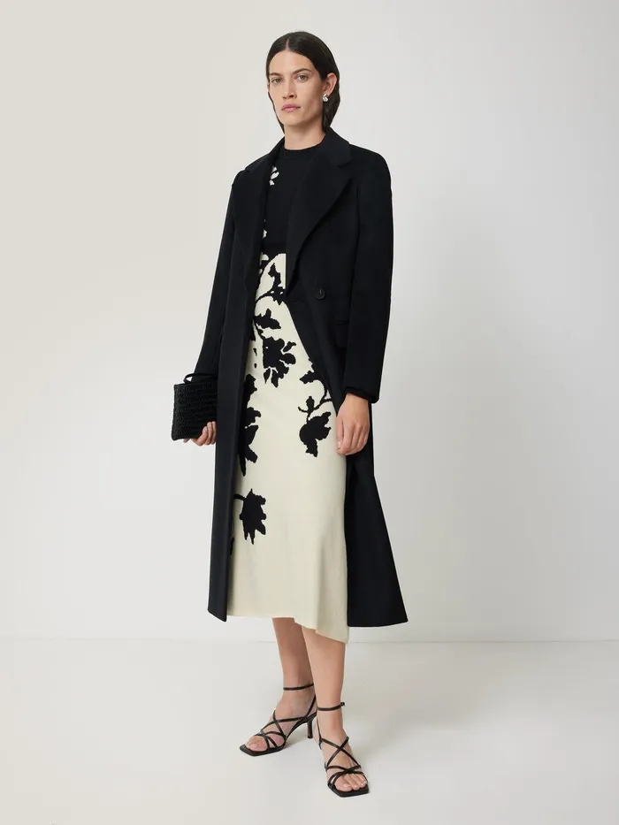 Women Floral Jacquard Knitted Dress Monochrome Jigsaw Dresses and Jumpsuits