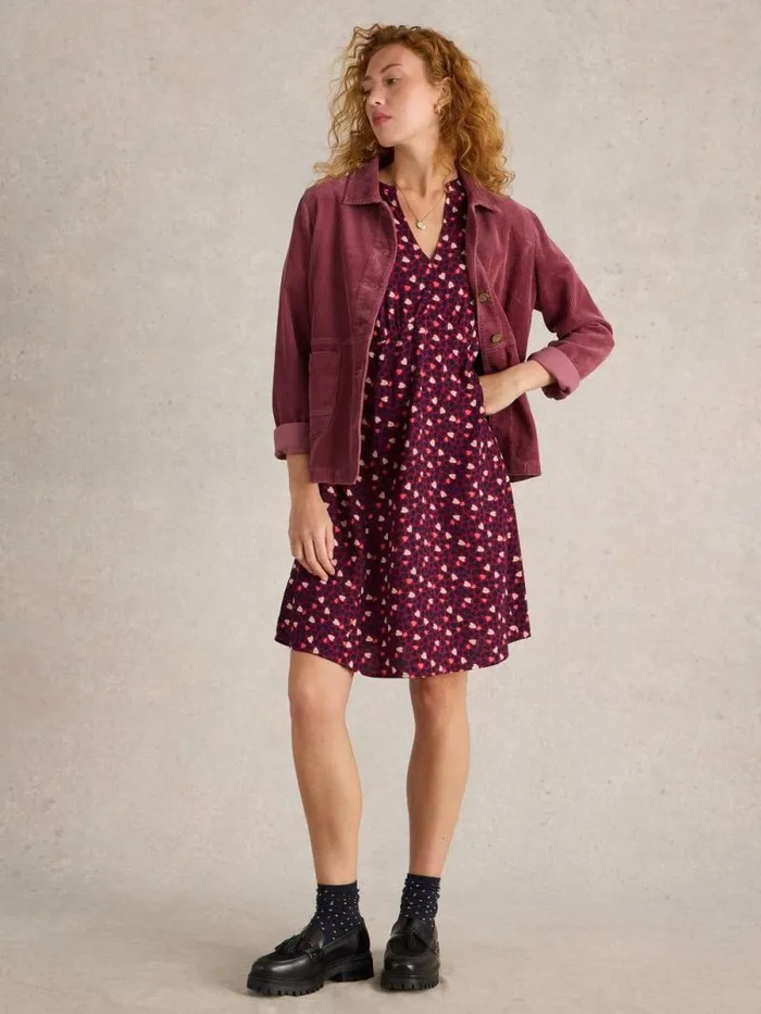 Women Frances Dress Plum Purple Print White Stuff Dresses