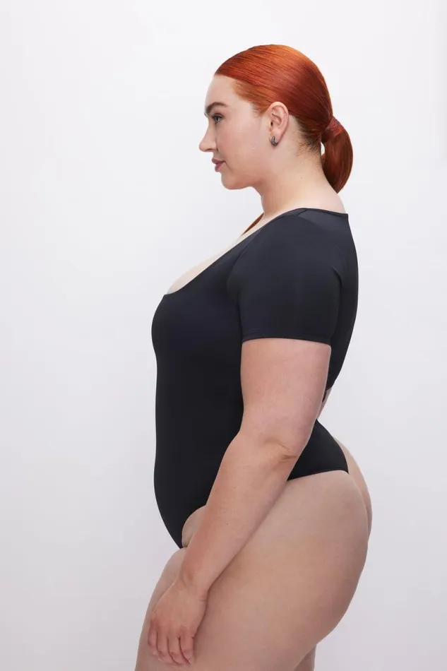 Women GOOD AMERICAN Bodysuits SCUBA SQUARE NECKBODYSUIT Black001