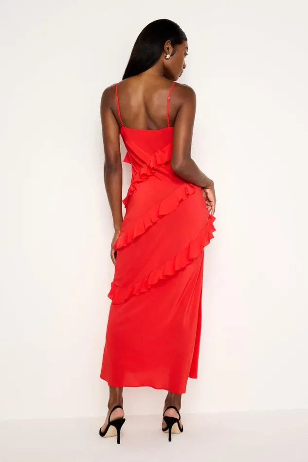 Women GOOD AMERICAN Dresses CHIFFON RUFFLE SLIPDRESS Grenadine003