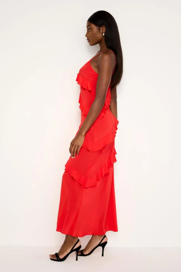 Women GOOD AMERICAN Dresses CHIFFON RUFFLE SLIPDRESS Grenadine003