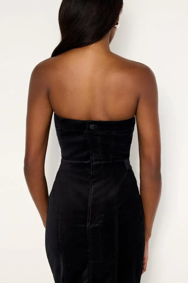 Women GOOD AMERICAN Dresses FIT FOR SUCCESS STRAPLESS VELVETDRESS Black001