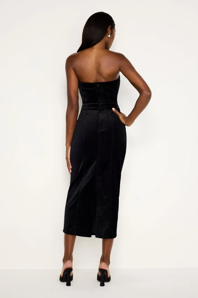 Women GOOD AMERICAN Dresses FIT FOR SUCCESS STRAPLESS VELVETDRESS Black001