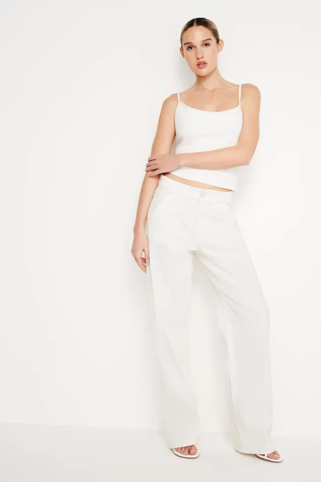 Women GOOD AMERICAN Jeans GOOD 90S CARPENTERJEANS Cloud White001