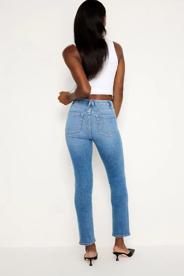 Women GOOD AMERICAN Jeans GOOD CLASSIC SLIM STRAIGHT MOTOJEANS Indigo760
