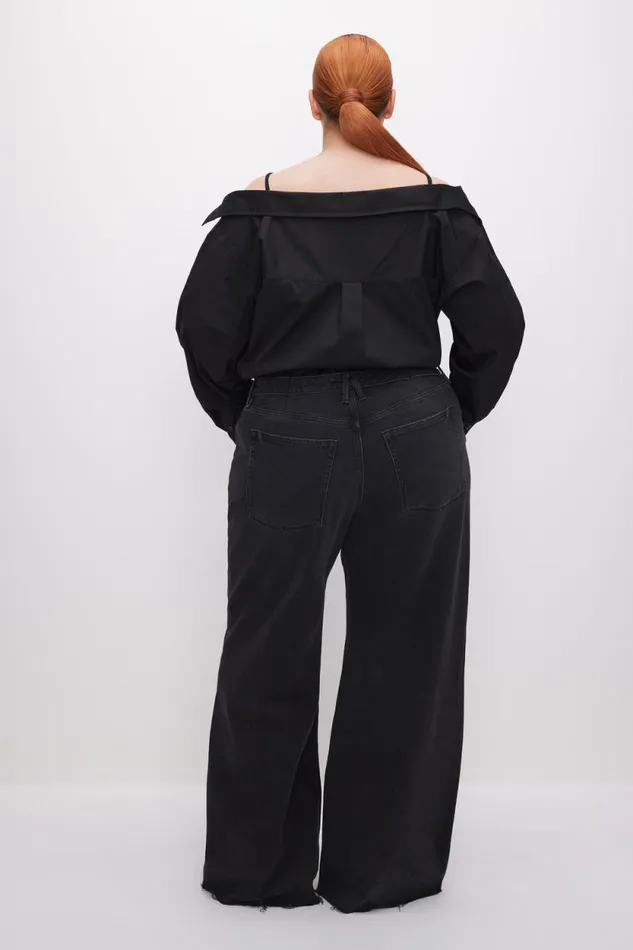 Women GOOD AMERICAN Jeans GOOD EASE RELAXEDJEANS Black324